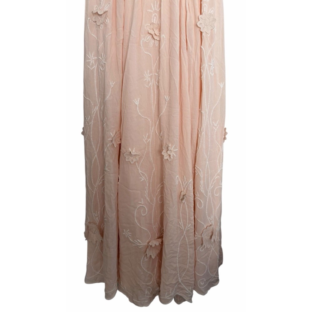 Free People Rosa 3D Floral Embroidered Maxi Dress Peach Women's Size Small - Picture 5 of 16